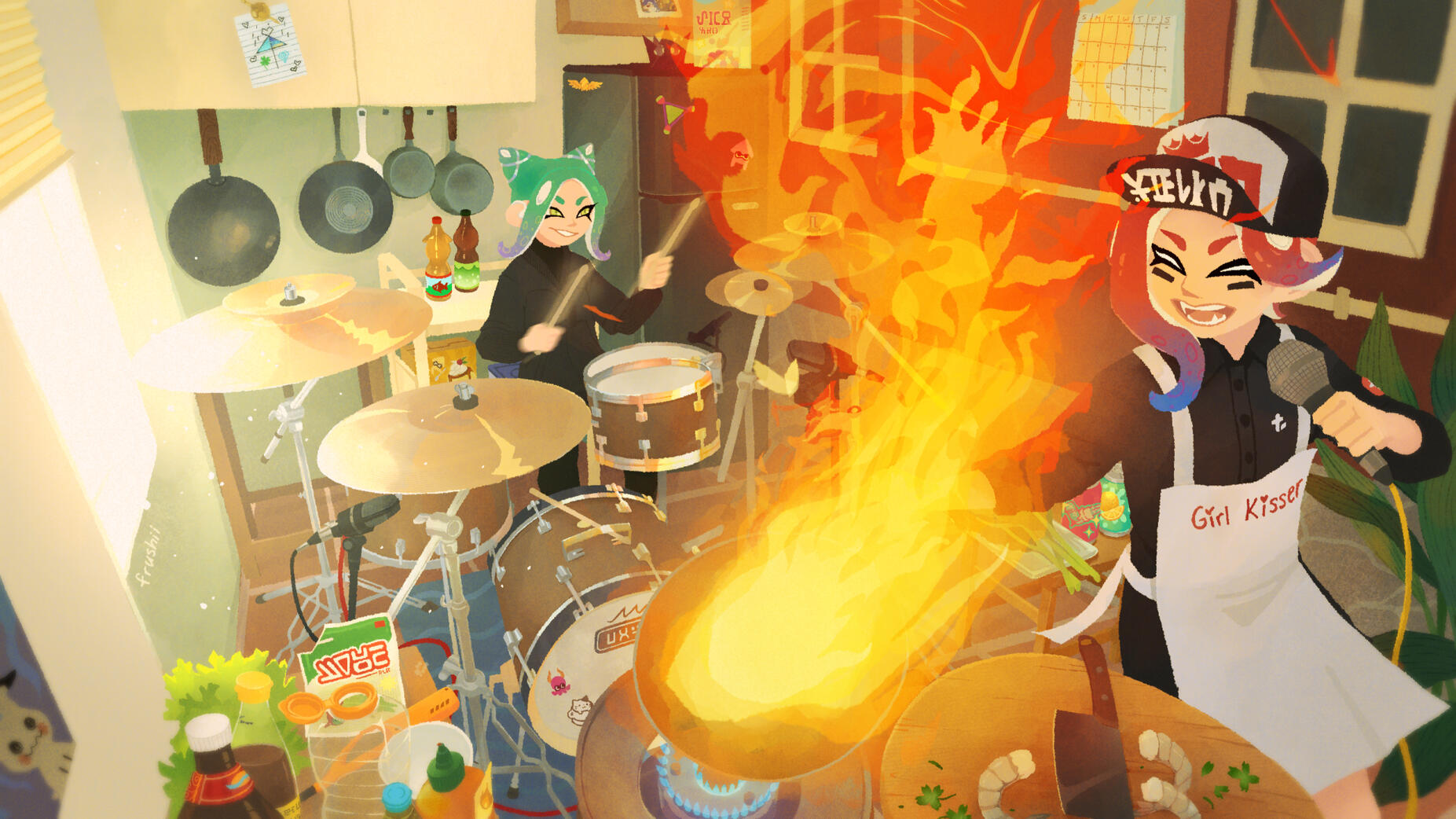 Kiki and Flipper burn down the kitchen